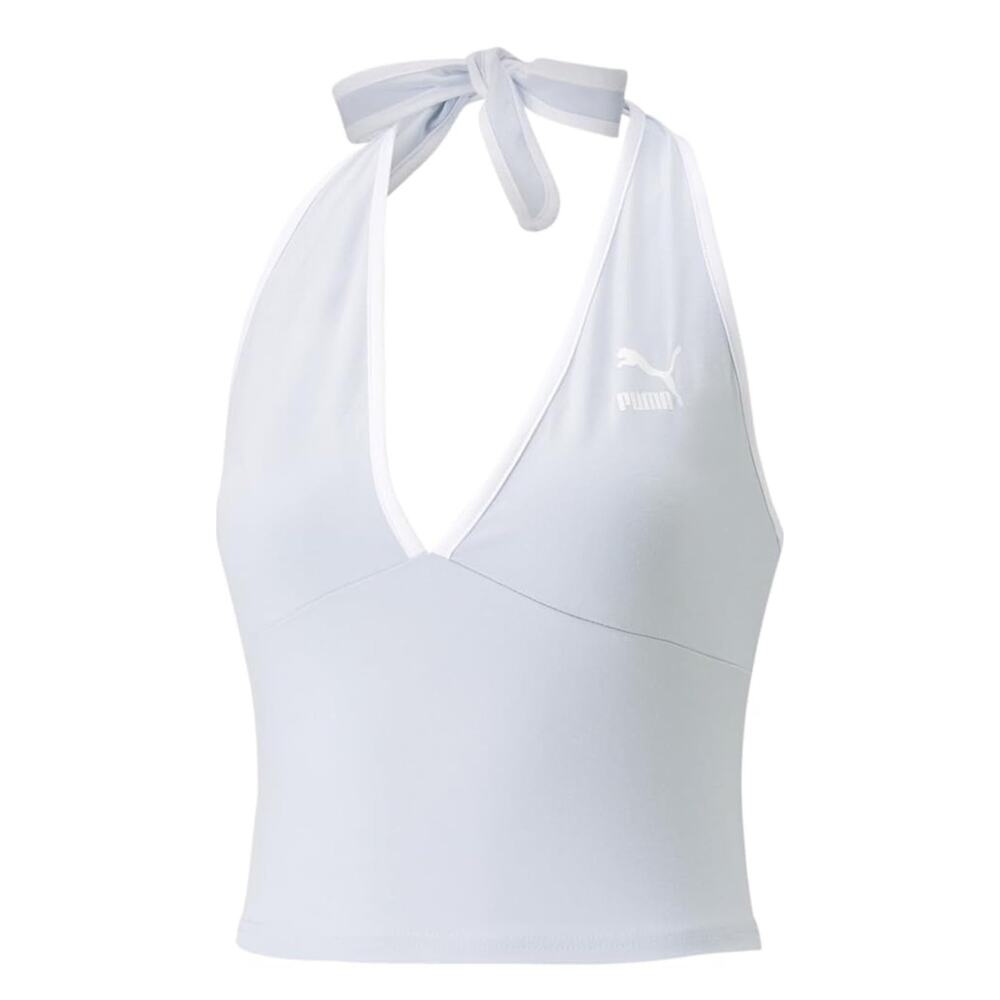 PUMA Classics Summer Resort Halterneck Top Arctic Ice, Grey/Blue, Size Medium